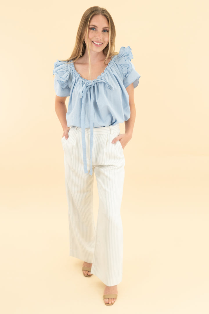 abercrombie & fitch white pinstripe pants nwt (25; retail $90)