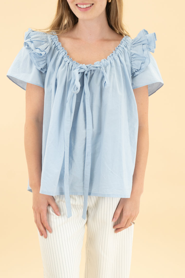 karen walker powder blue ruffled top (2)