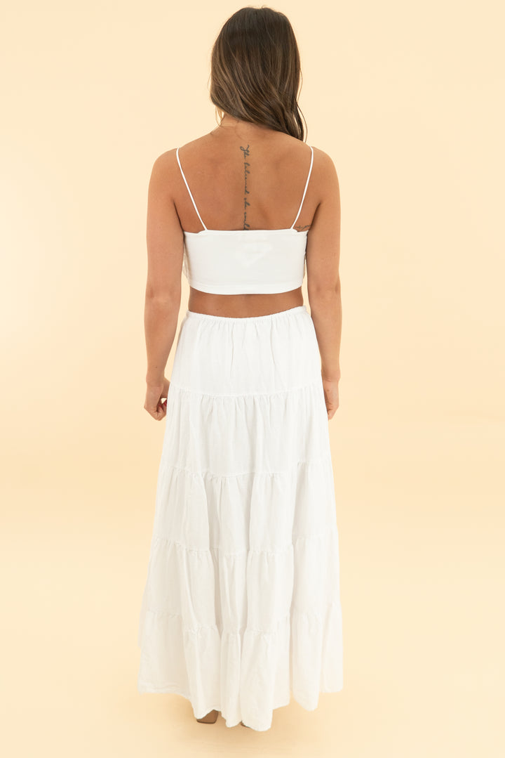 caroline constas white floral applique tank and maxi skirt set (s)