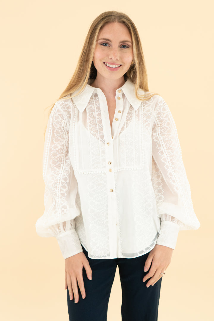 keepsake the label white embroidered blouse (xs)
