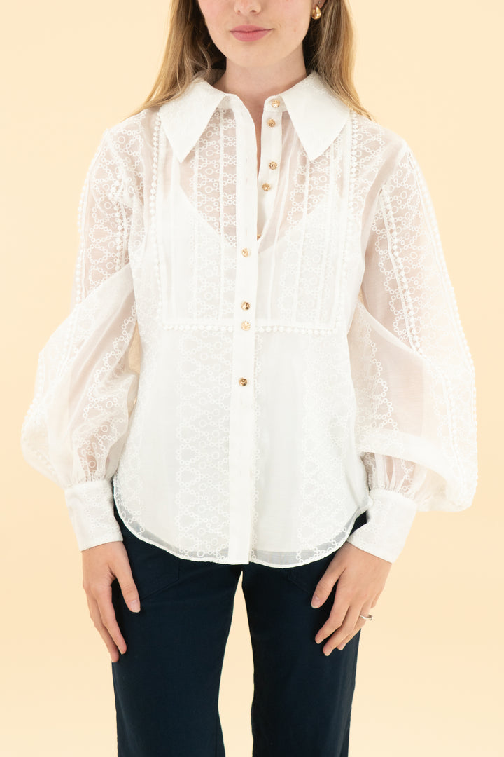 keepsake the label white embroidered blouse (xs)