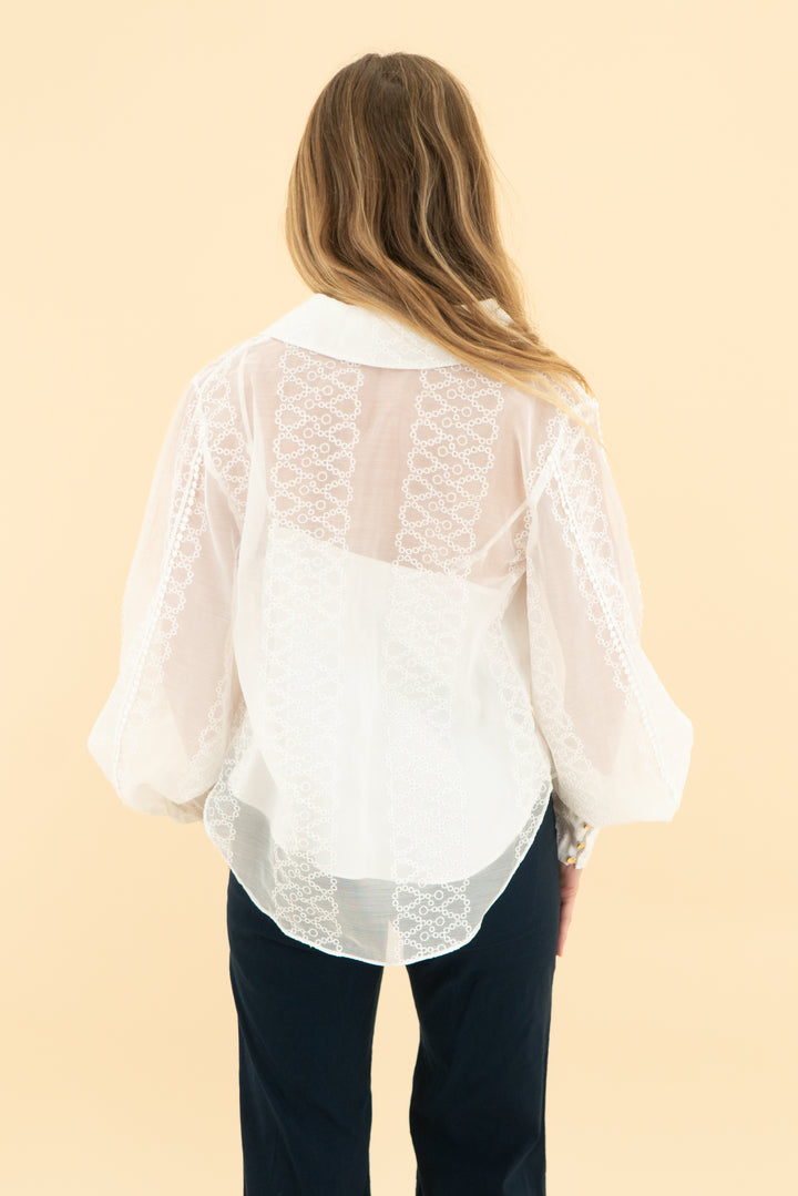 keepsake the label white embroidered blouse (xs)