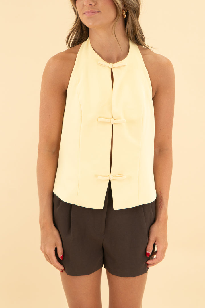 abercrombie & fitch sunshine yellow halter bow top (s; retail $70)