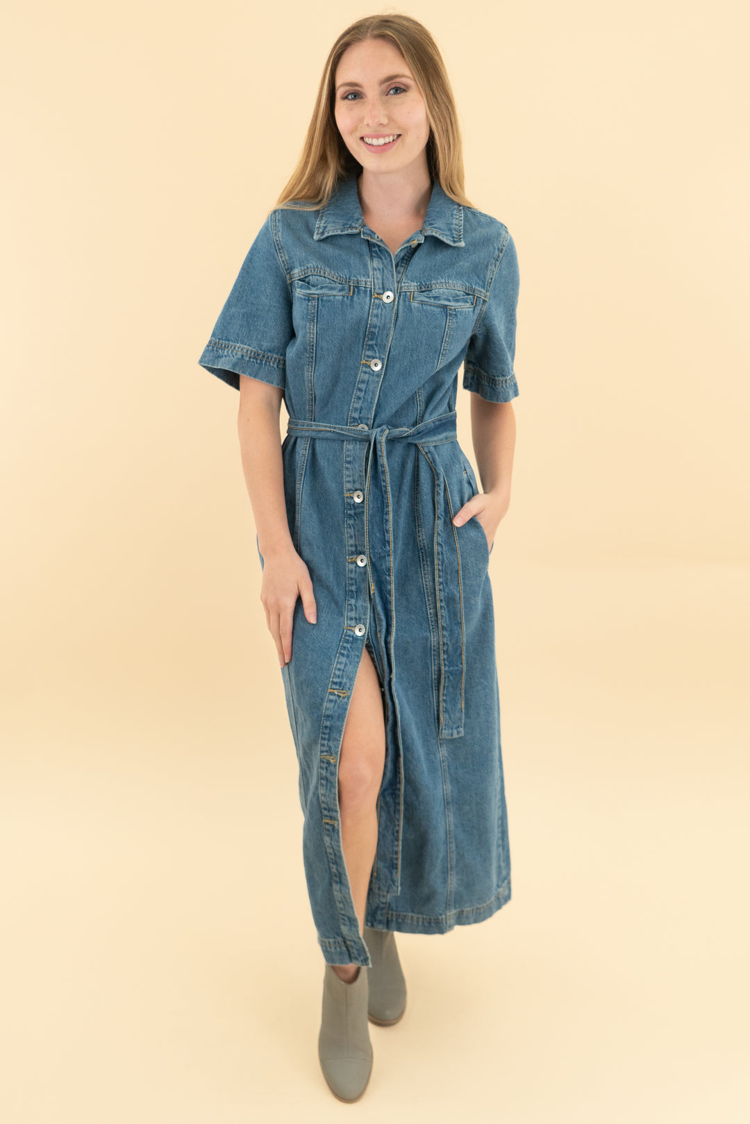 sanctuary denim long dress (xs)