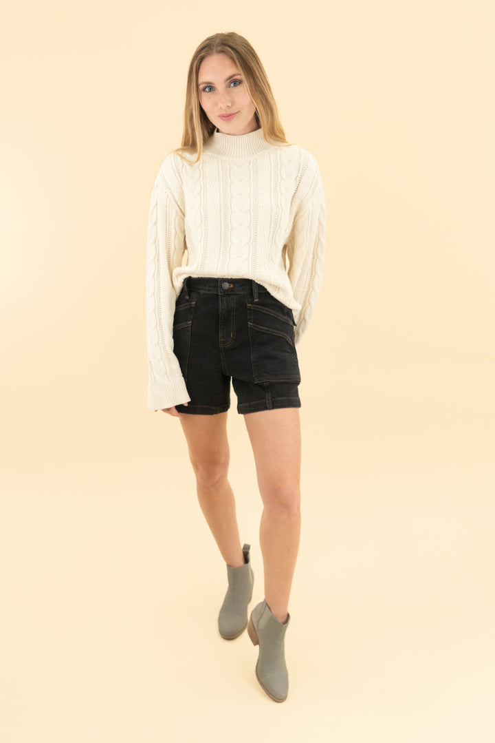 madewell black the perfect mid length jean short (25)