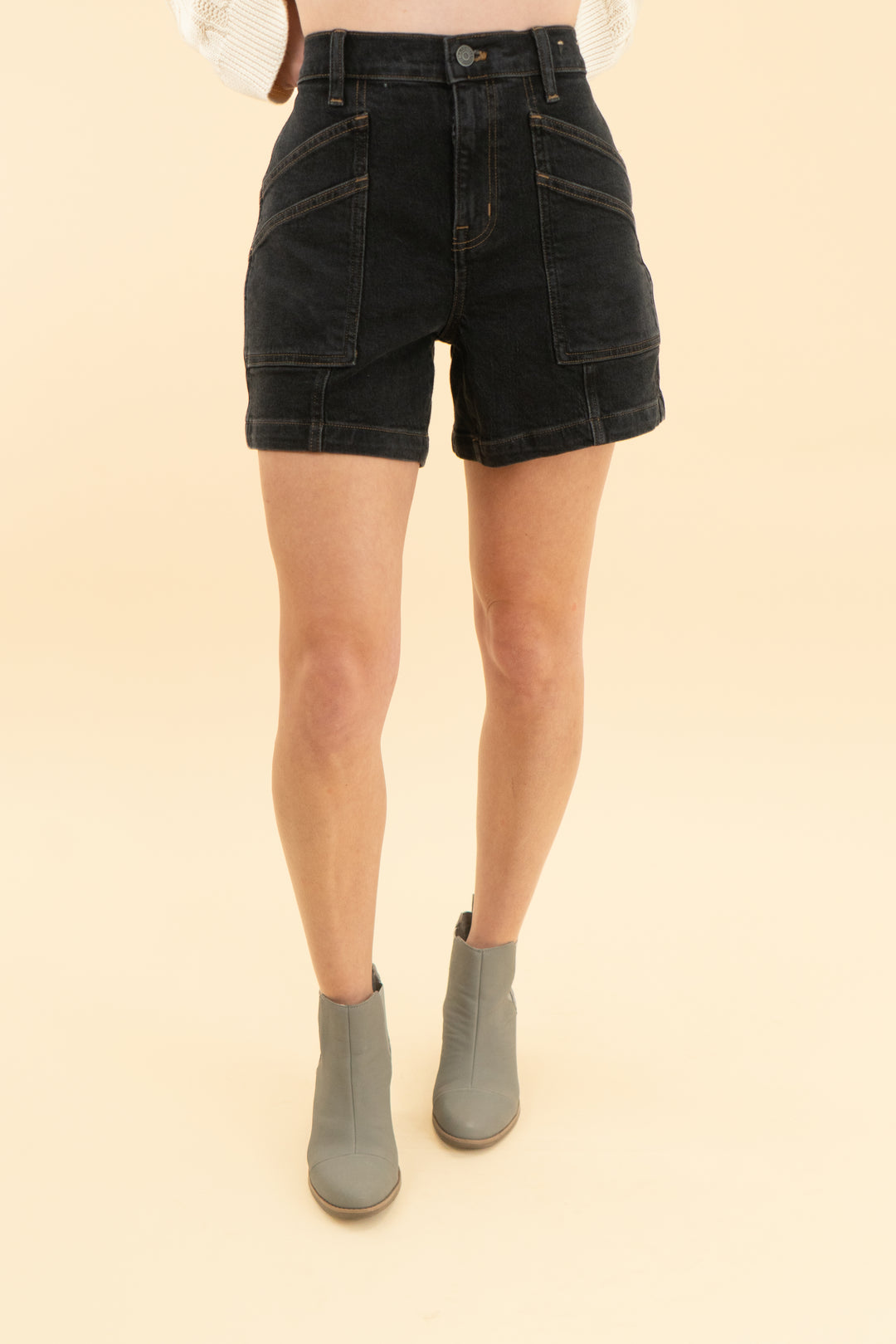 madewell black the perfect mid length jean short (25)
