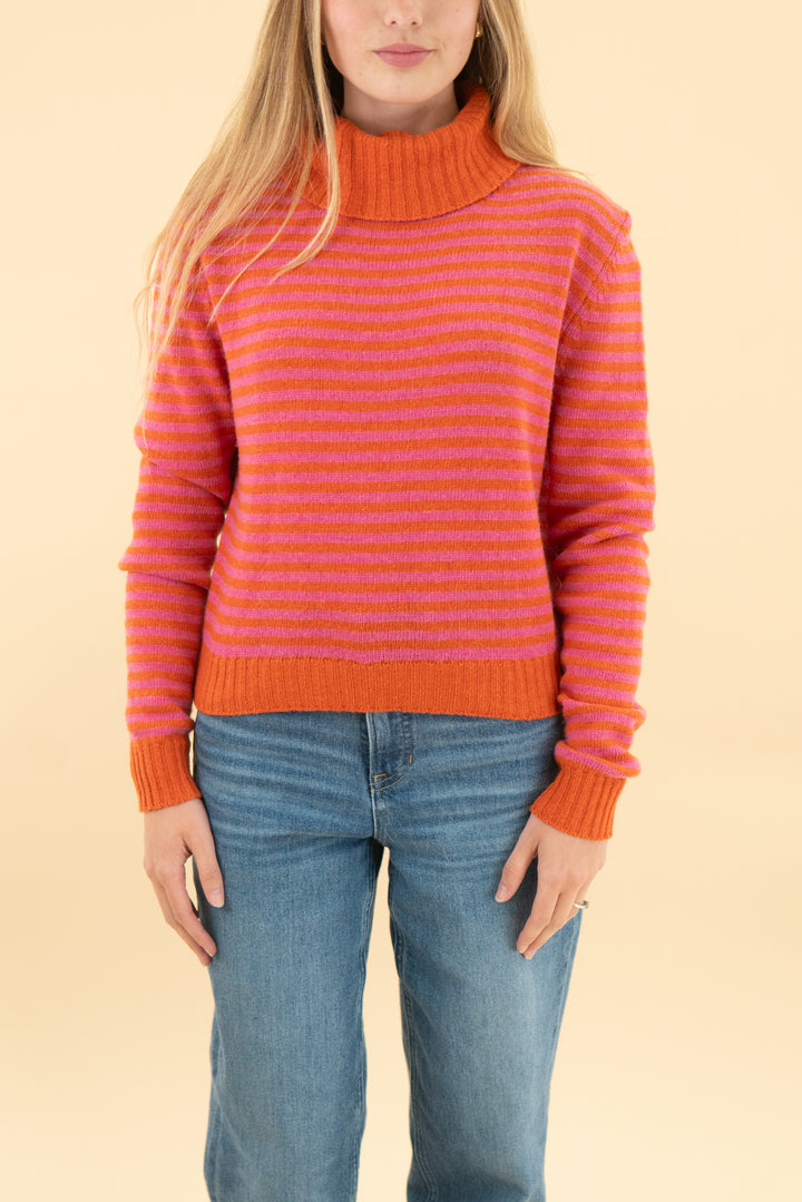 rugapiana pink/orange stripe wool blend sweater nwt (xs; retail $70)