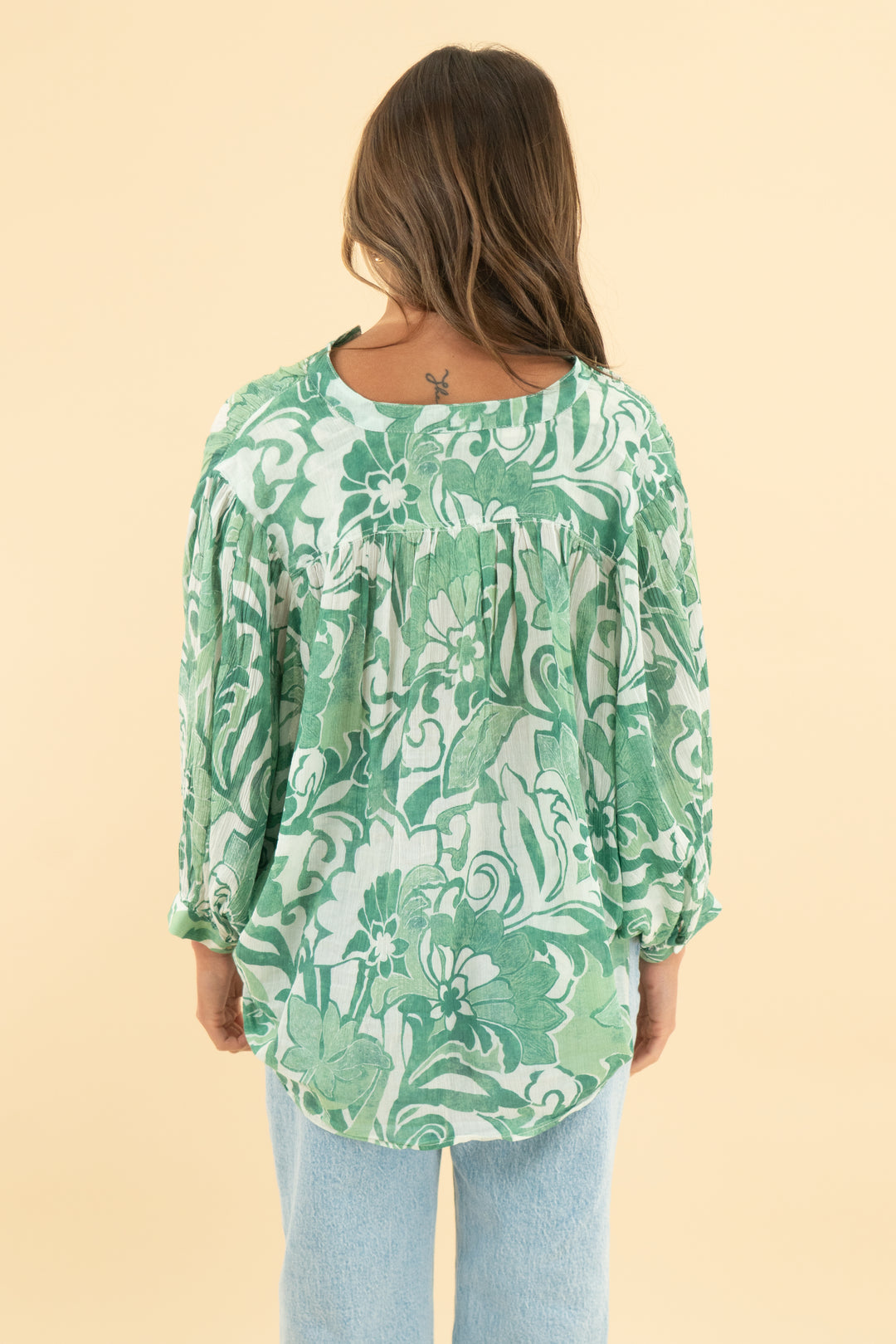 pilcro green floral dolman sleeves top (xs)