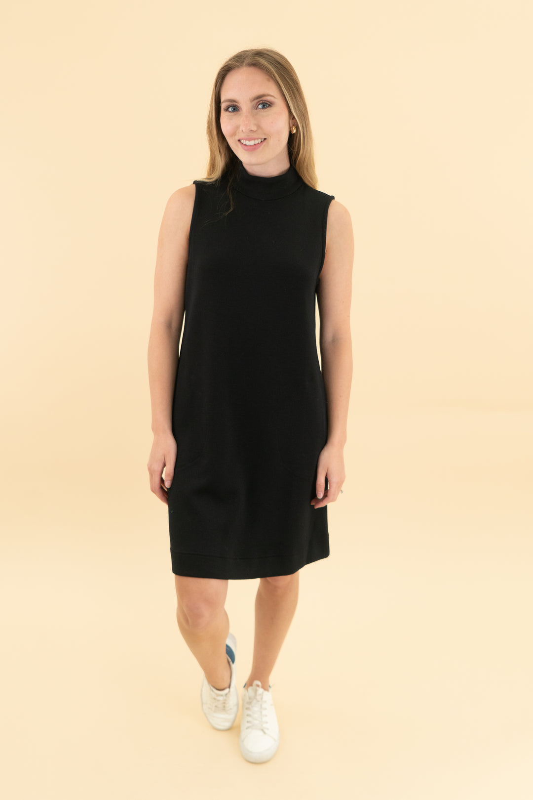 spanx black airessentials sleeveless shift dress (xs)
