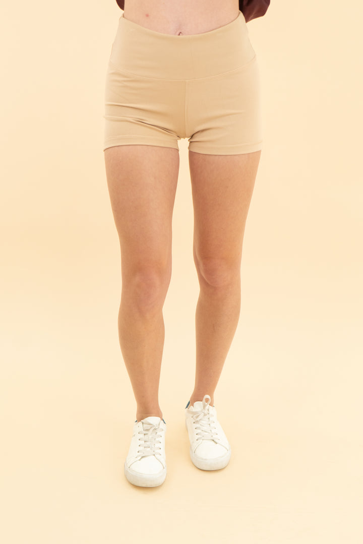 tan biker shorts (s)