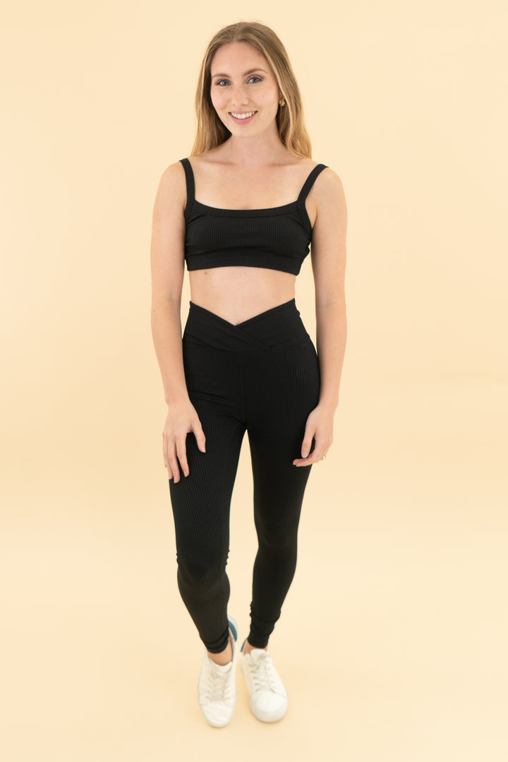 year of ours black ribbed active set (xs)