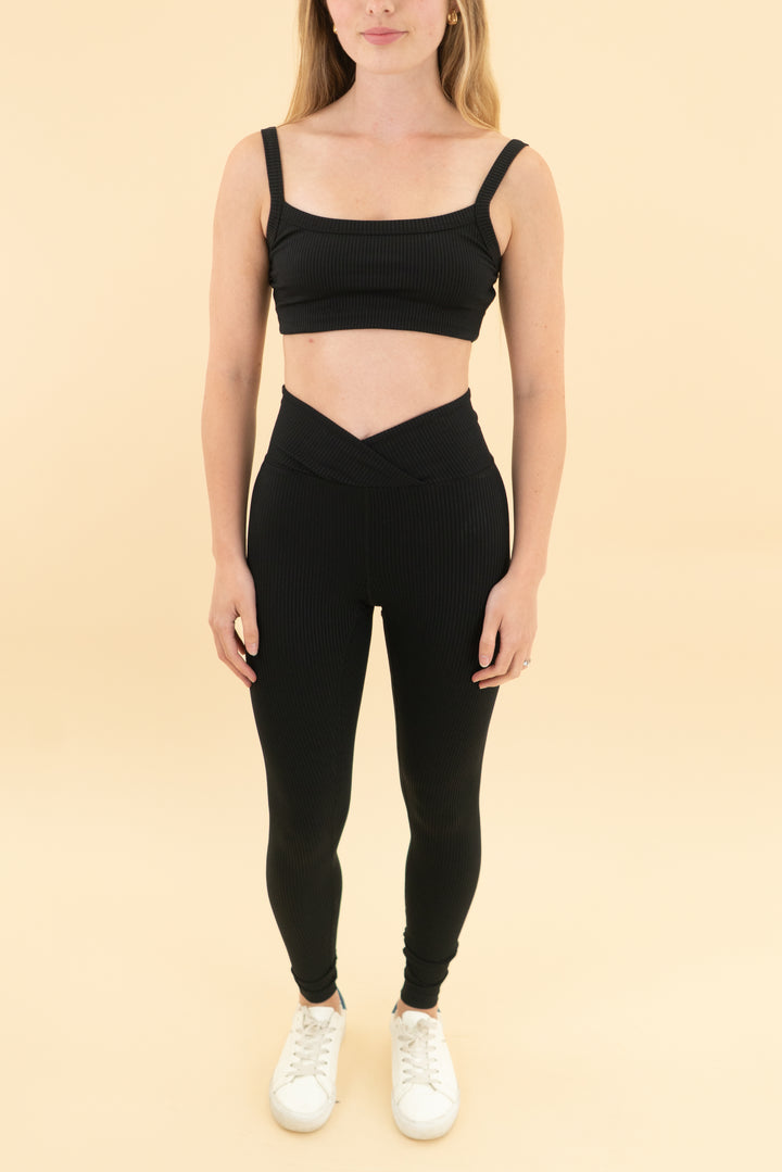 year of ours black ribbed active set (xs)
