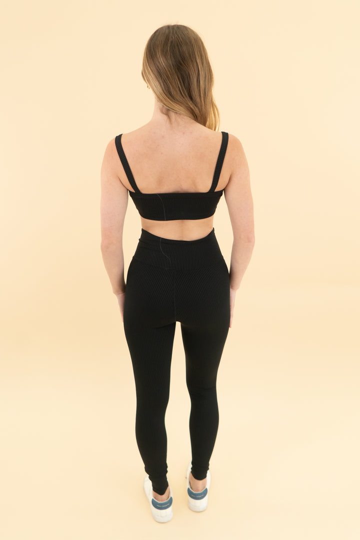 year of ours black ribbed active set (xs)