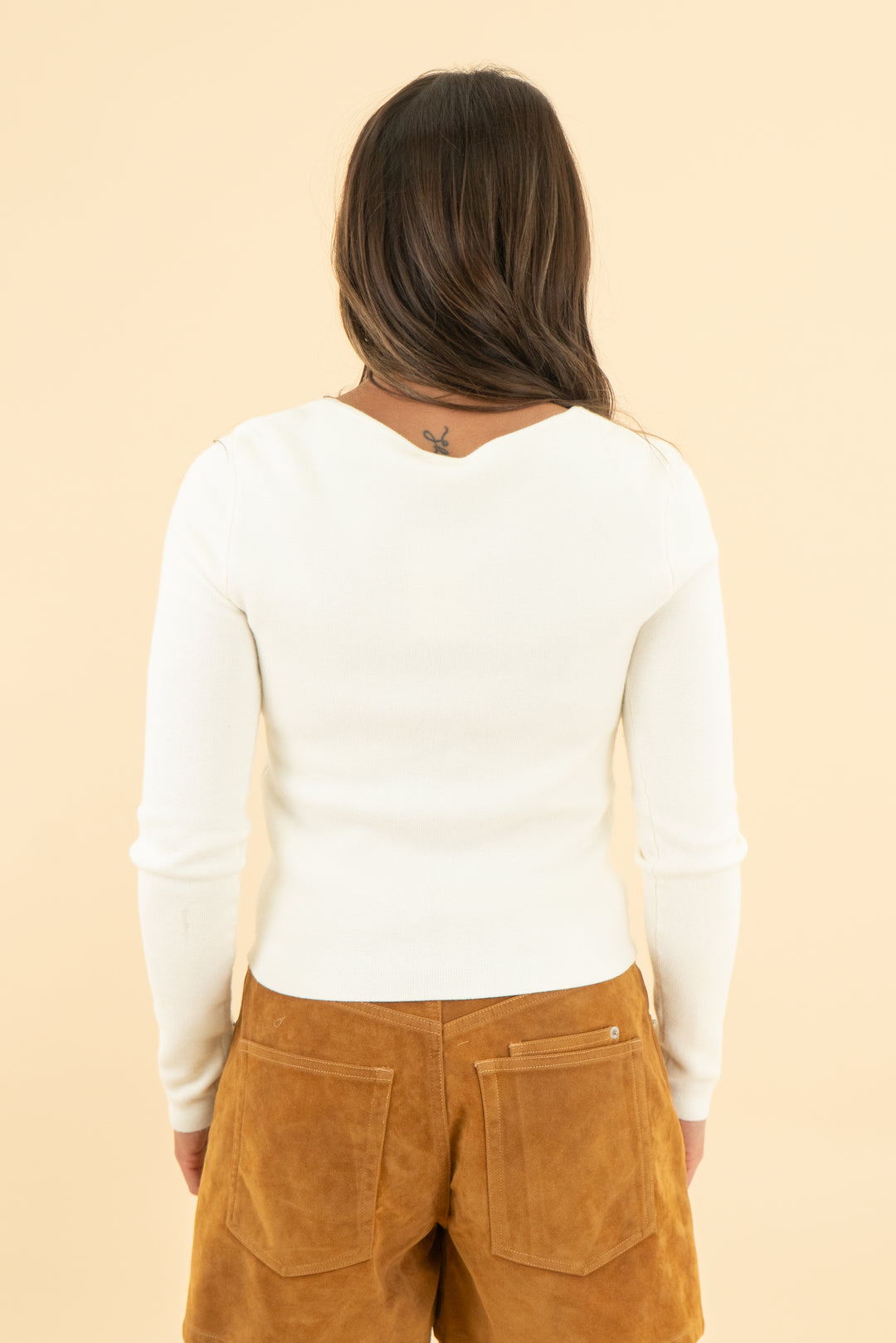 abercrombie & fitch white square neck zip top (s)