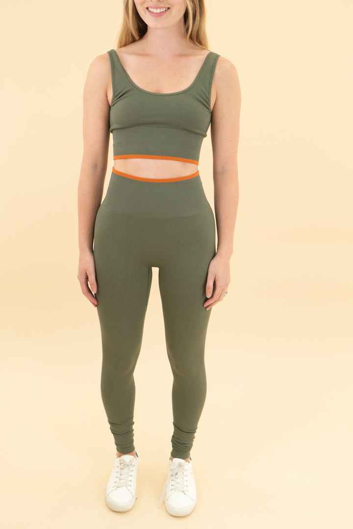 outdoor voices green ribbed active set (xs)