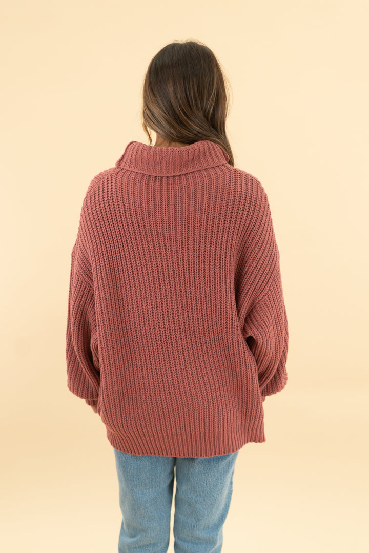 free people dusty mauve turtleneck oversized sweater (xs)