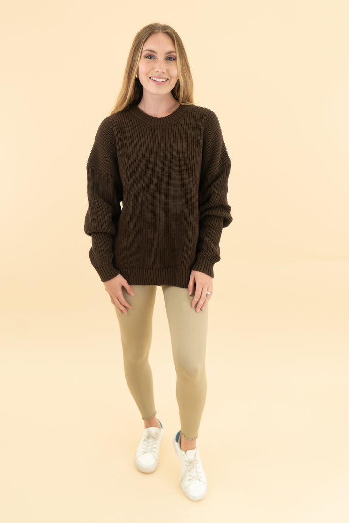 yellow the label co brown. knit sweater (xs)