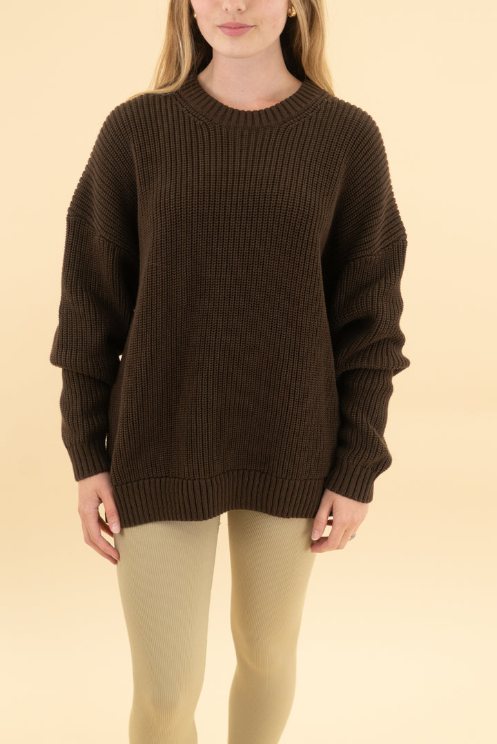 yellow the label co brown. knit sweater (xs)