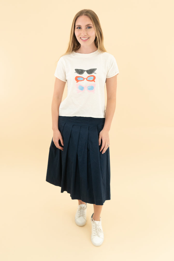 maeve cream sunglasses graphic print tee (xxs)