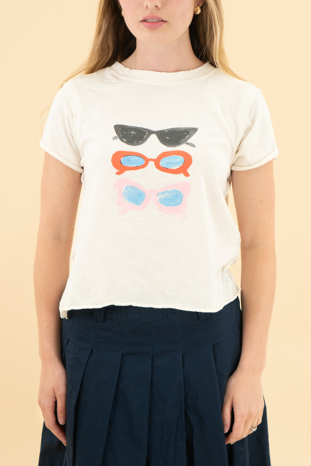 maeve cream sunglasses graphic print tee (xxs)