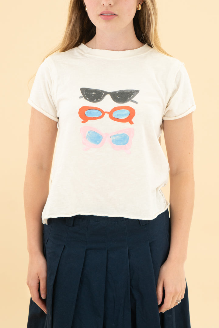 maeve cream sunglasses graphic print tee (xxs)