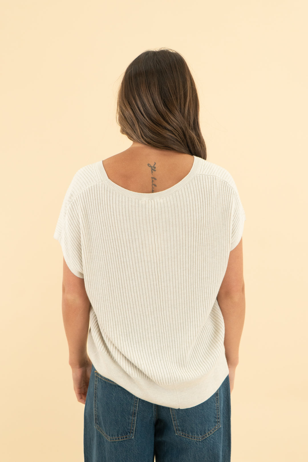 splendid beige ribbed loose knit top (xs)