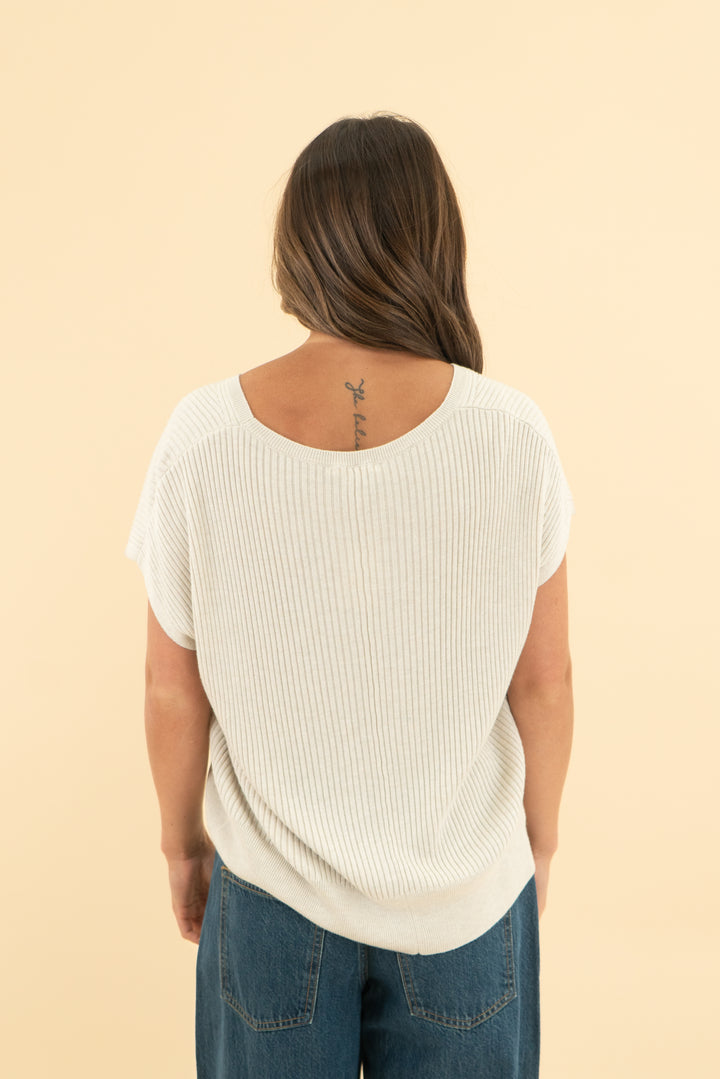 splendid beige ribbed loose knit top (xs)