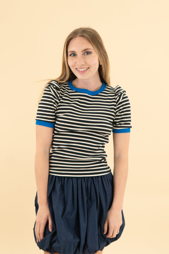 maeve black/cream stripe ribbed top (xxs)