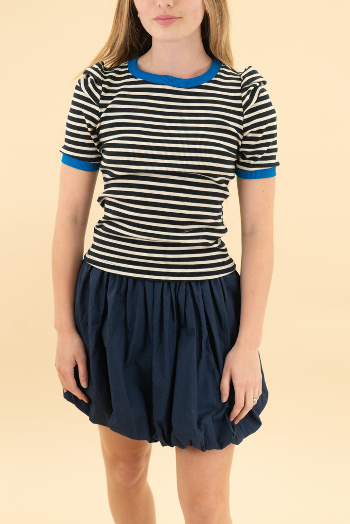 maeve black/cream stripe ribbed top (xxs)