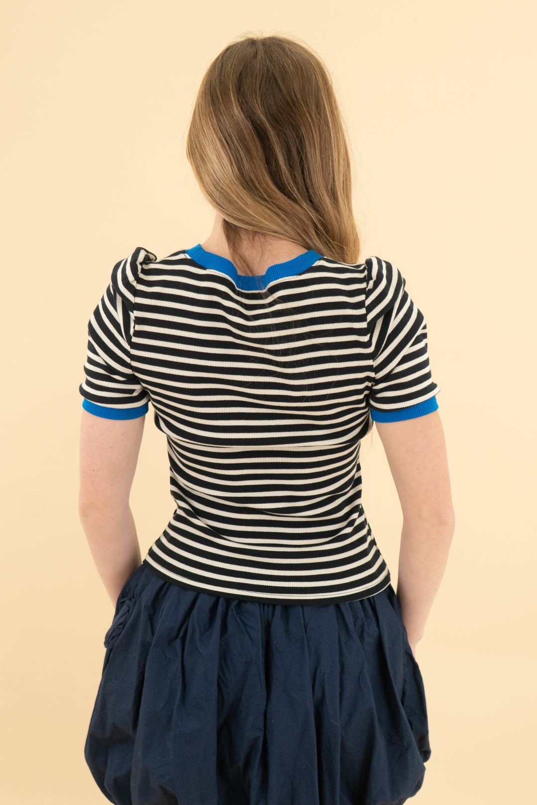 maeve black/cream stripe ribbed top (xxs)