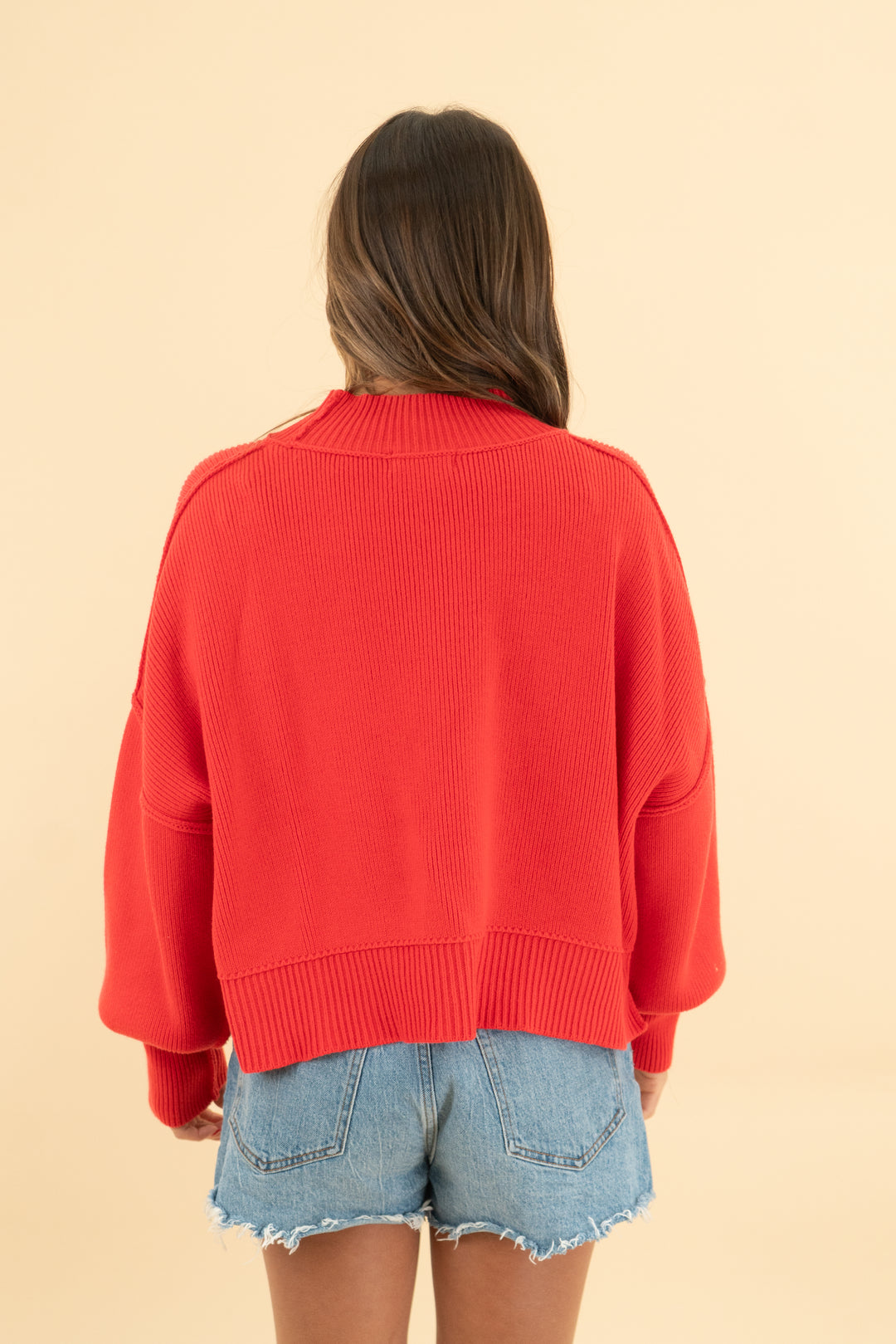 zenana red ribbed sweater (s)