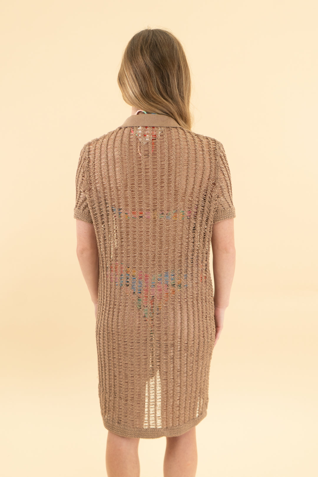 solid & striped brown knit cover up dress (xs)