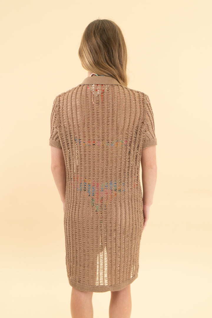 solid & striped brown knit cover up dress (xs)