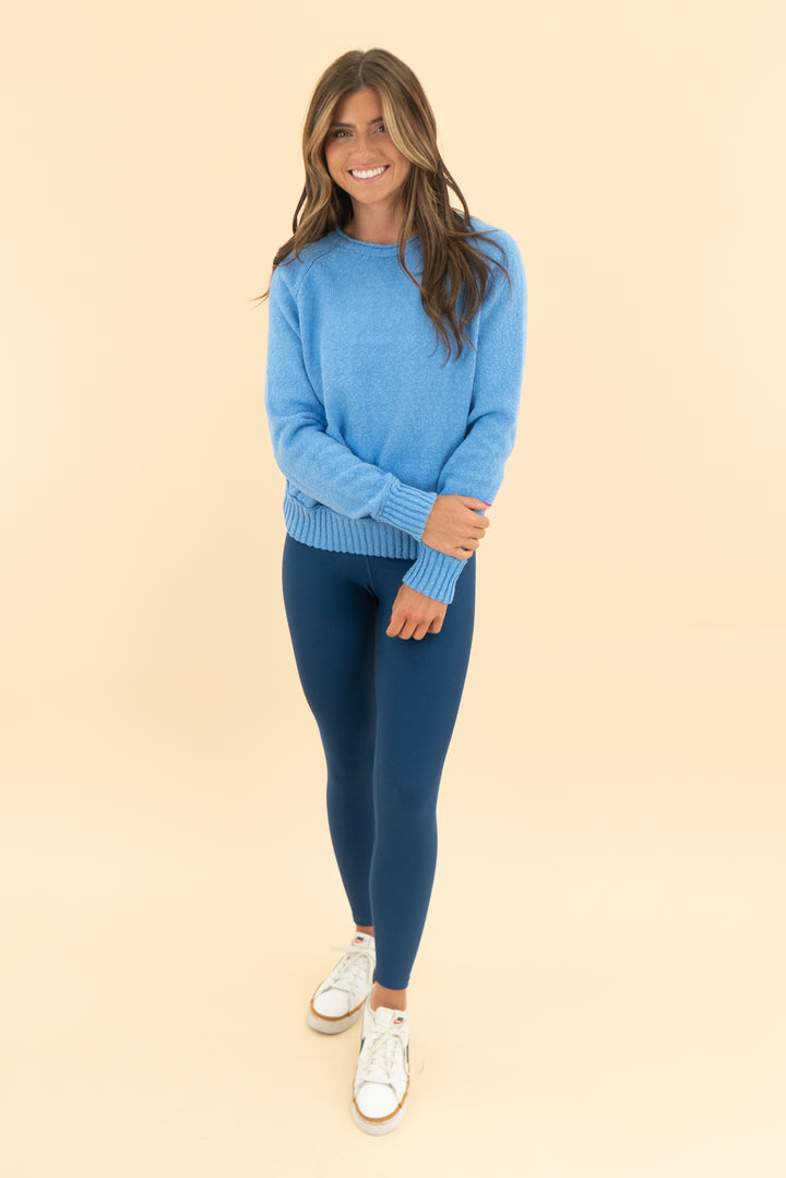 ypb sculptlux ocean blue leggings (s short; retail $70)