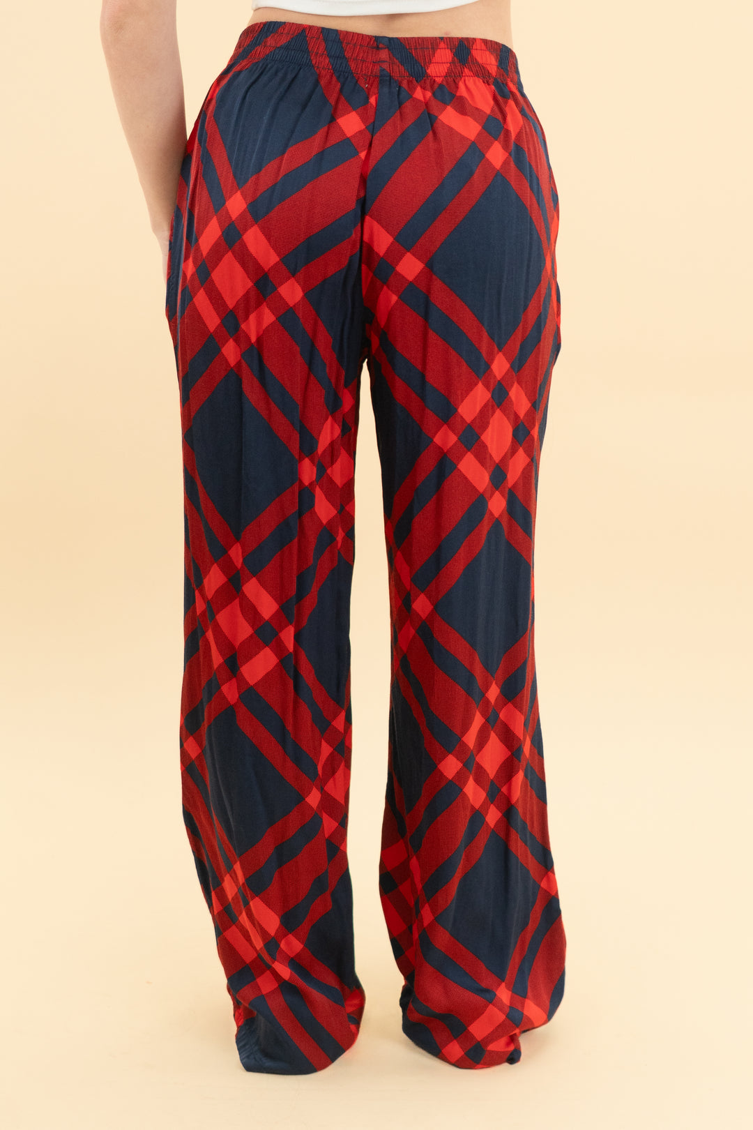 aerie navy/red plaid pajama pants (xs)