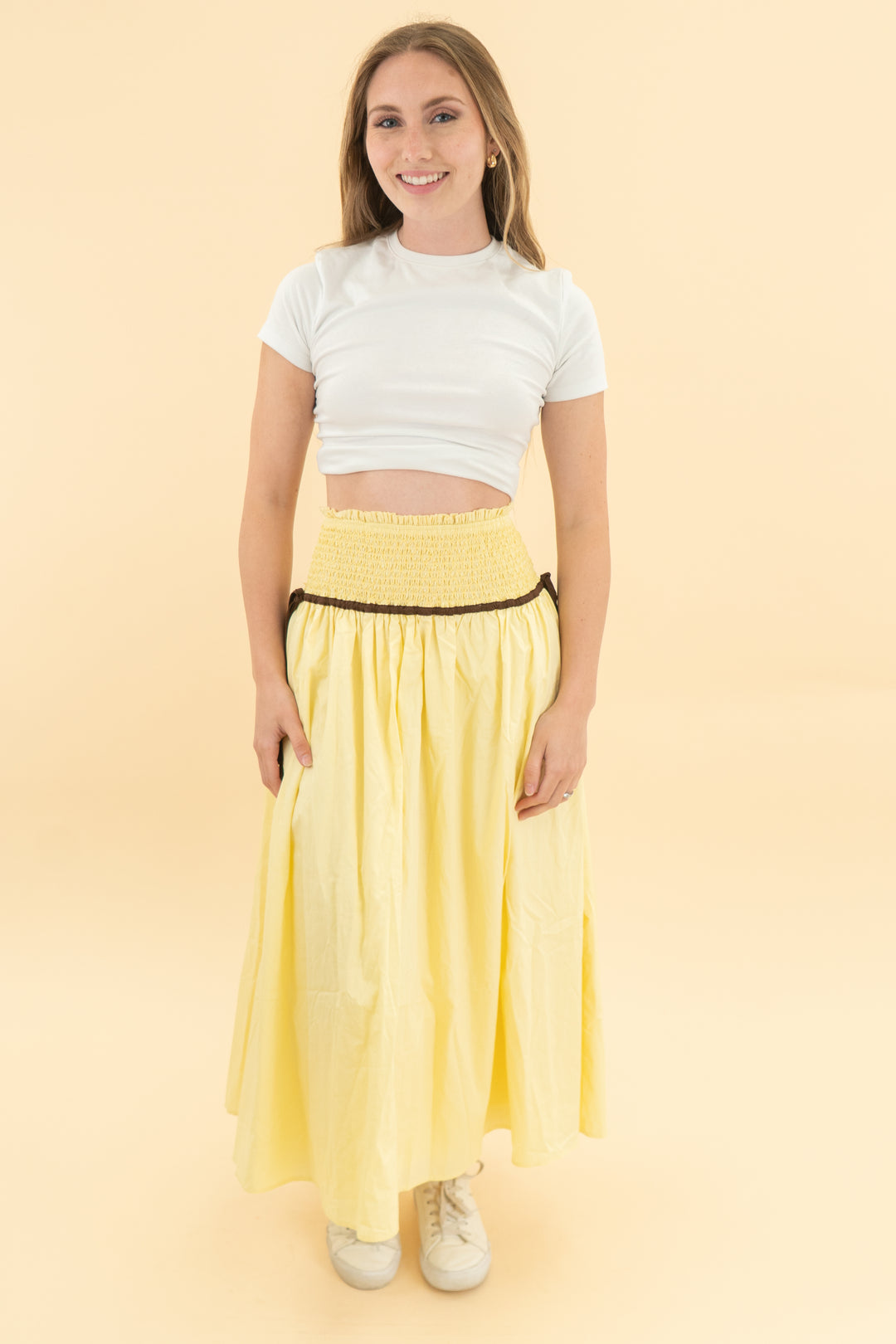 petal & pup yellow orielle maxi skirt nwt (xxs)