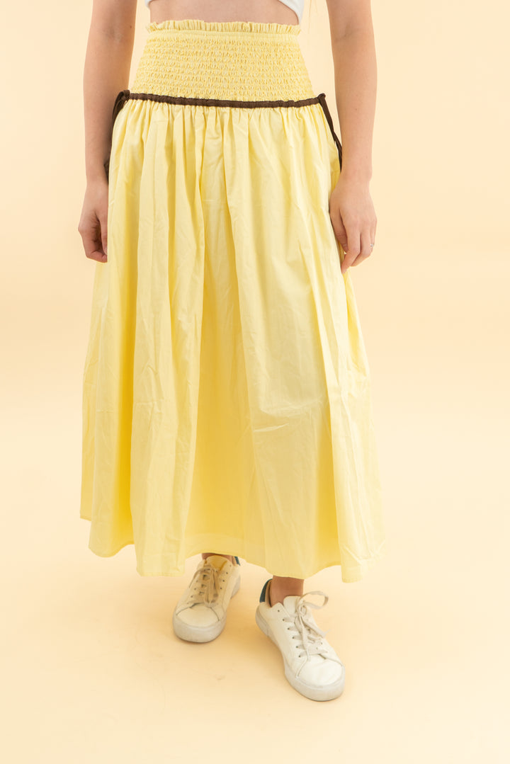 petal & pup yellow orielle maxi skirt nwt (xxs)