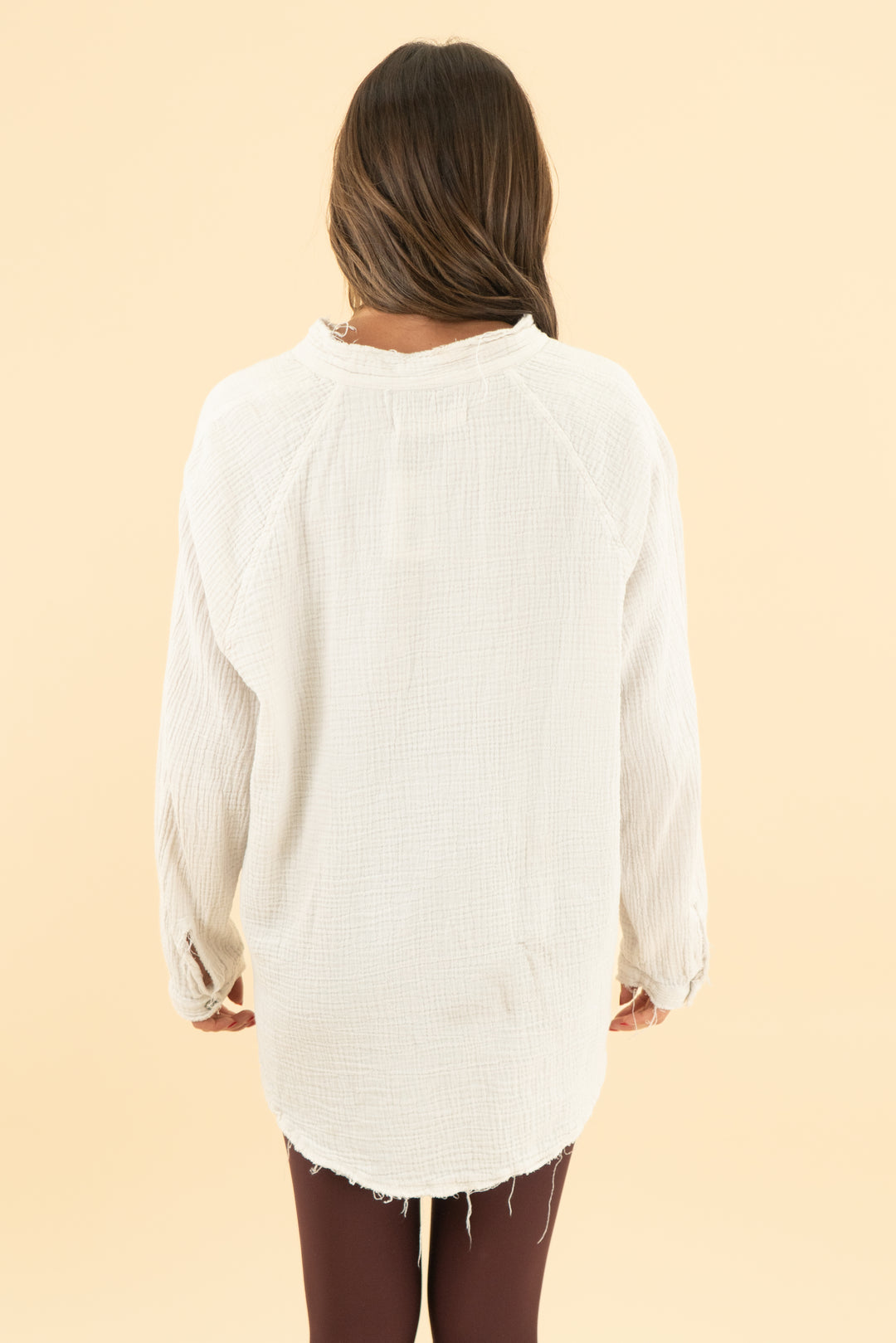 we the free ivory gauze button up (s)