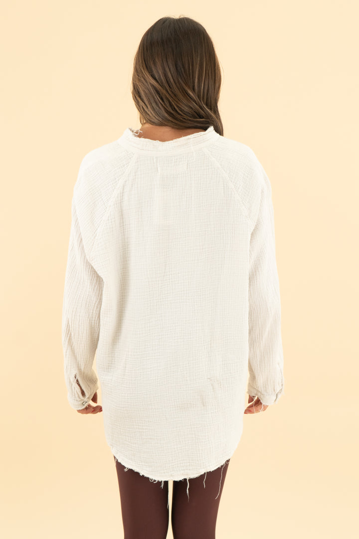 we the free ivory gauze button up (s)