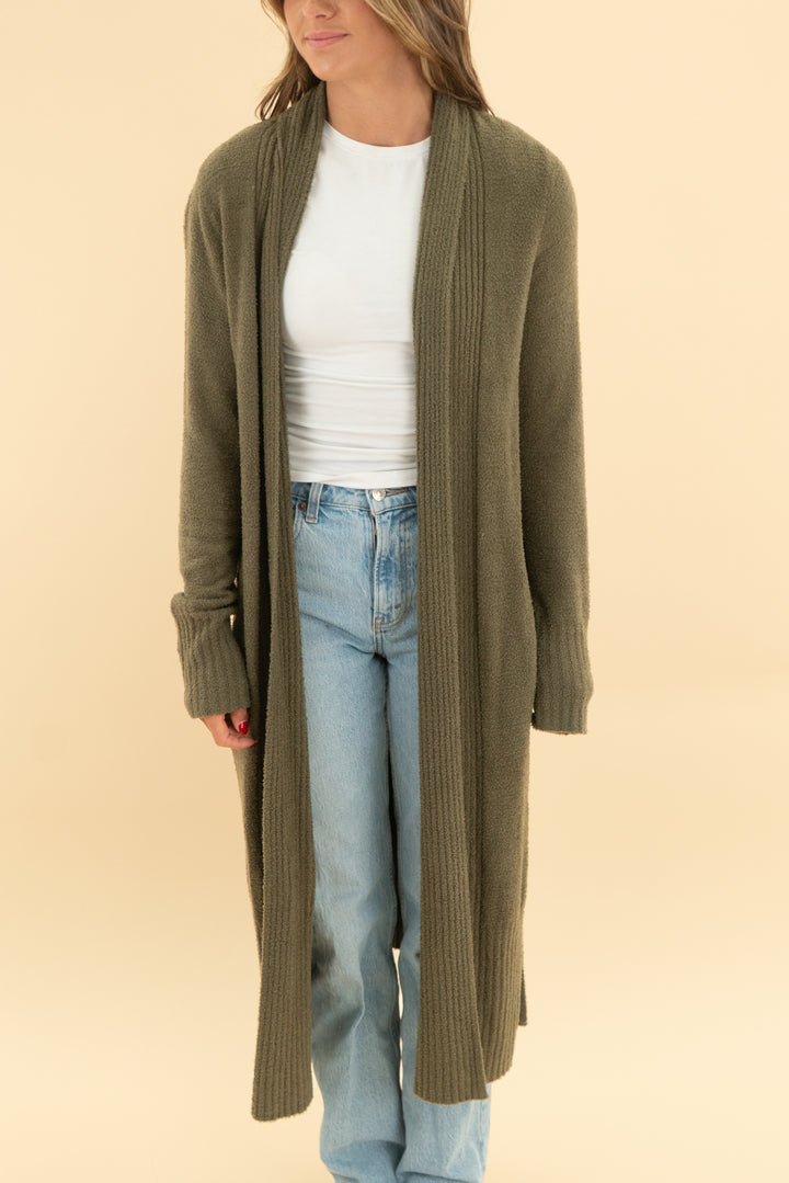 barefoot dream olive green cardigan (s)