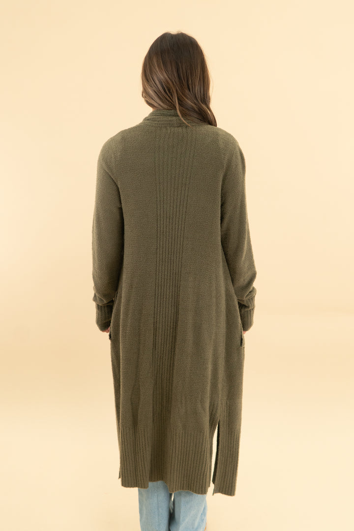 barefoot dream olive green cardigan (s)