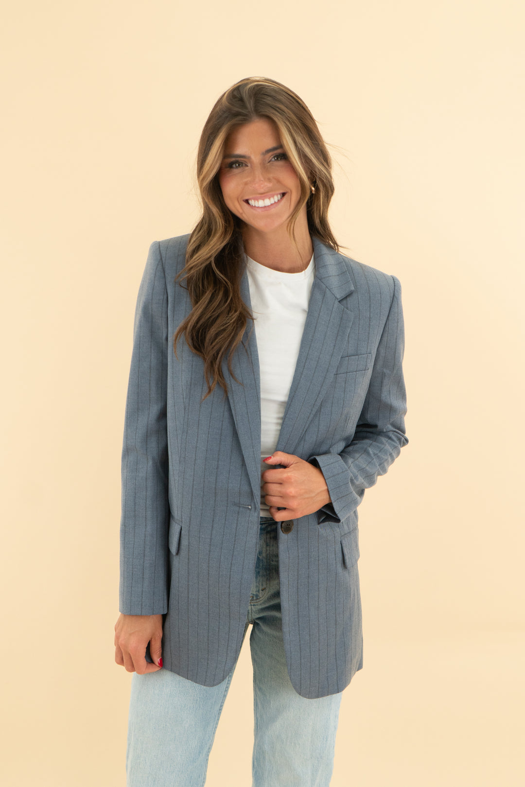 madewell blue pinstripe oversized blazer (0)