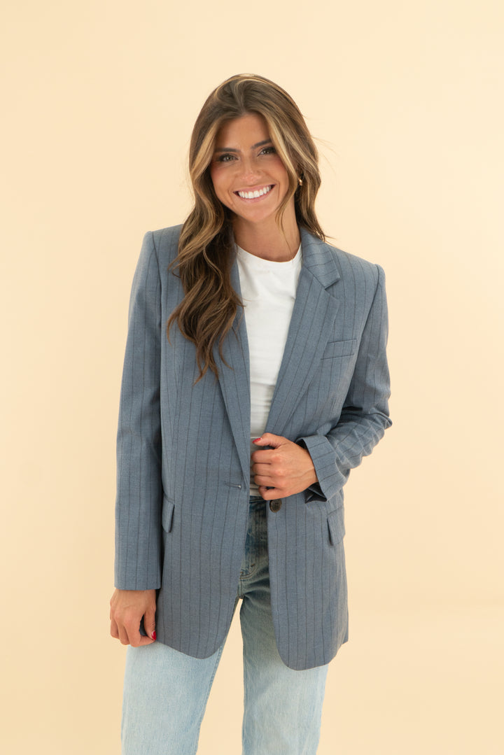 madewell blue pinstripe oversized blazer (0)