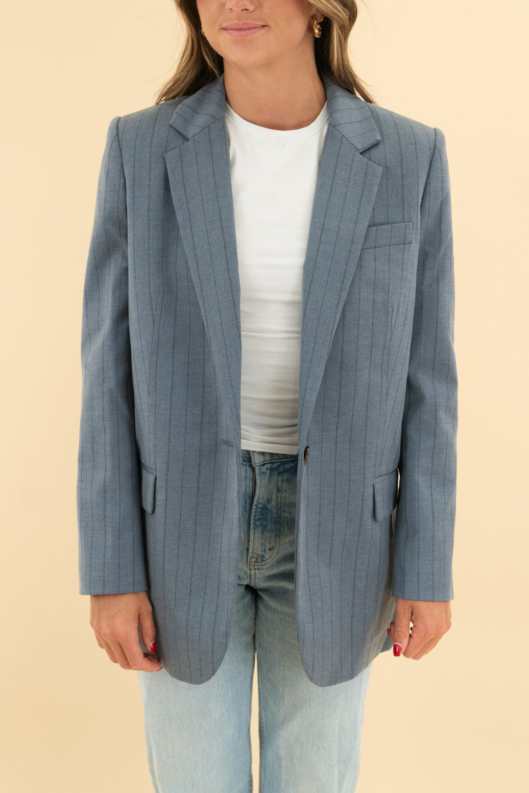 madewell blue pinstripe oversized blazer (0)