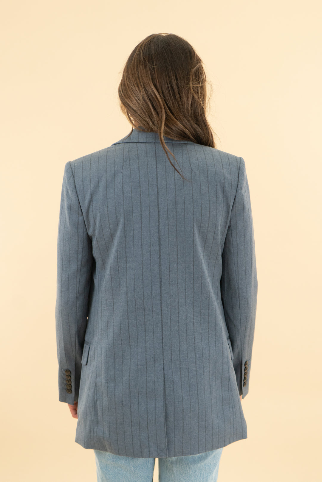 madewell blue pinstripe oversized blazer (0)