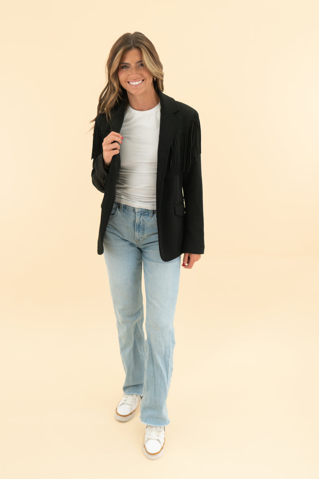blank nyc black fringe jacket (xs)