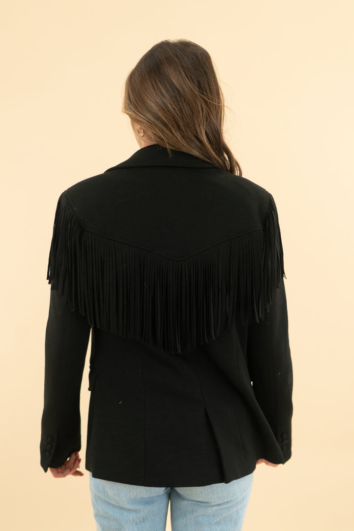 blank nyc black fringe jacket (xs)