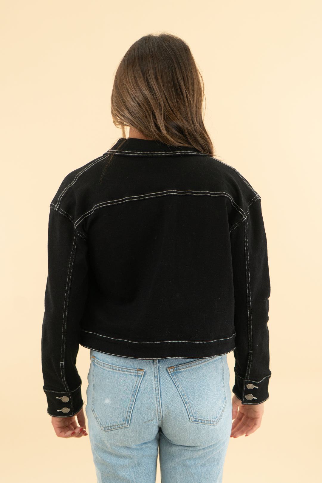 the fifth label black cropped denim jacket (xs)