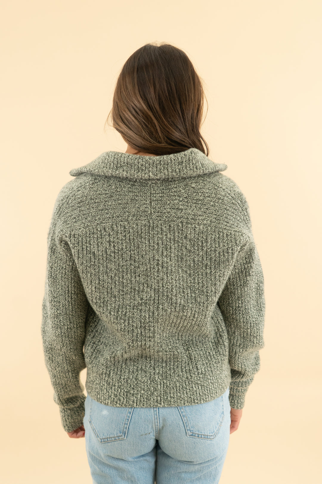 everlane green marled 1/2 zip sweater (xs)