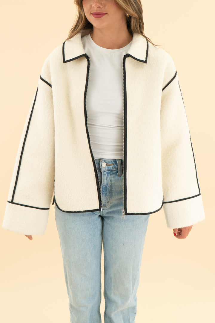 modern citizen madison white contrast trim coat nwt (xs)